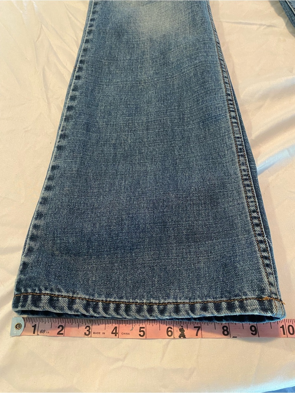 VTG Express Jeans 100% Cotton Studded Sunburst Low Rise Flare Leg 7/8 Y2K - Picture 9 of 15